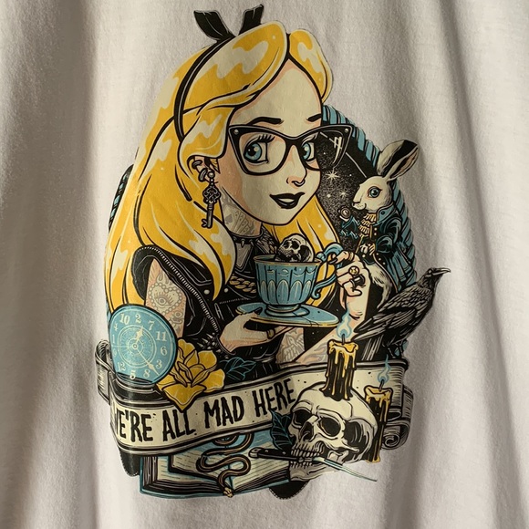 Steam Punk - Alice in Wonderland - - Unisex T-Shirt - “We’re All Mad Here” NWOT - Picture 2 of 8